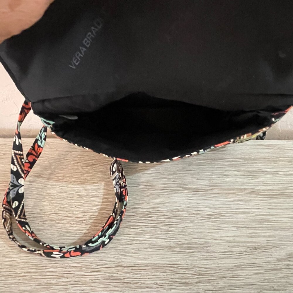 Vera Bradley Crossbody Bag On The Go Sierra Black Coral Turquoise - Picture 11 of 11